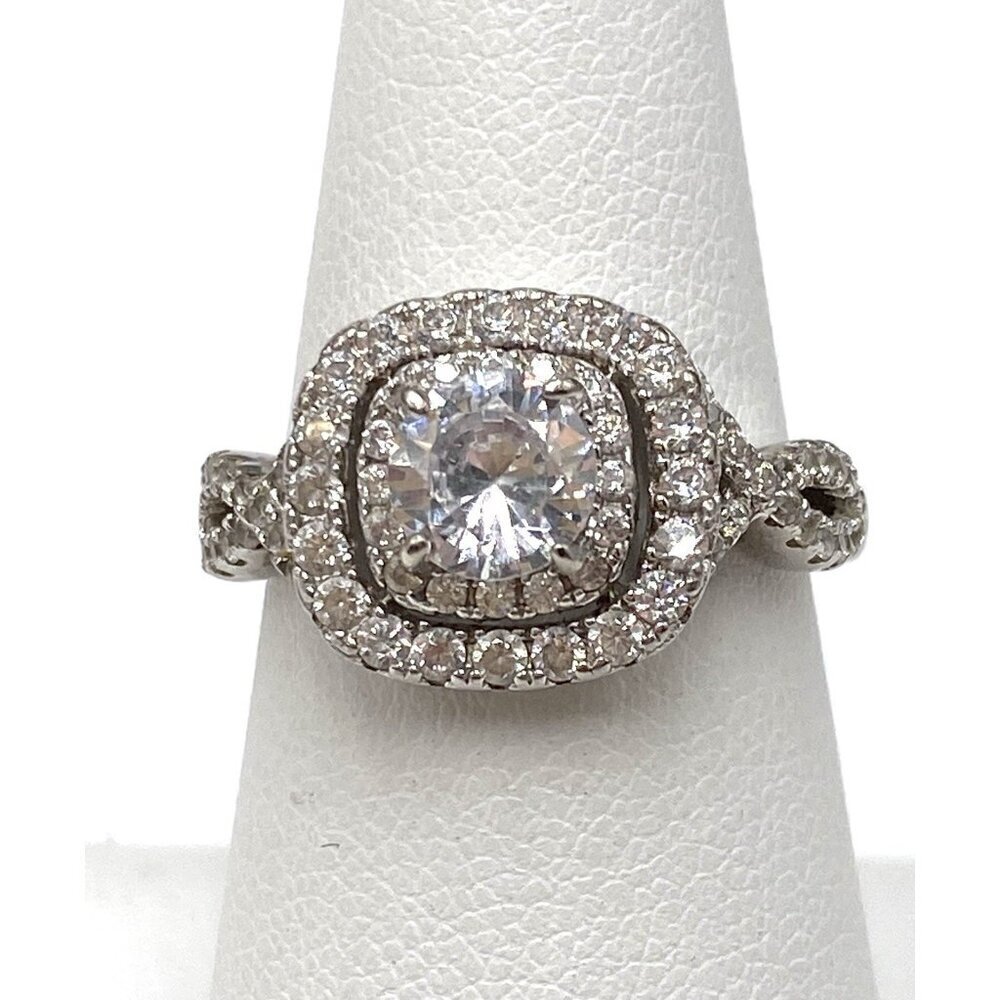 925 Ring Sterling Silver Cubic Zirconium Size 7 Cocktail